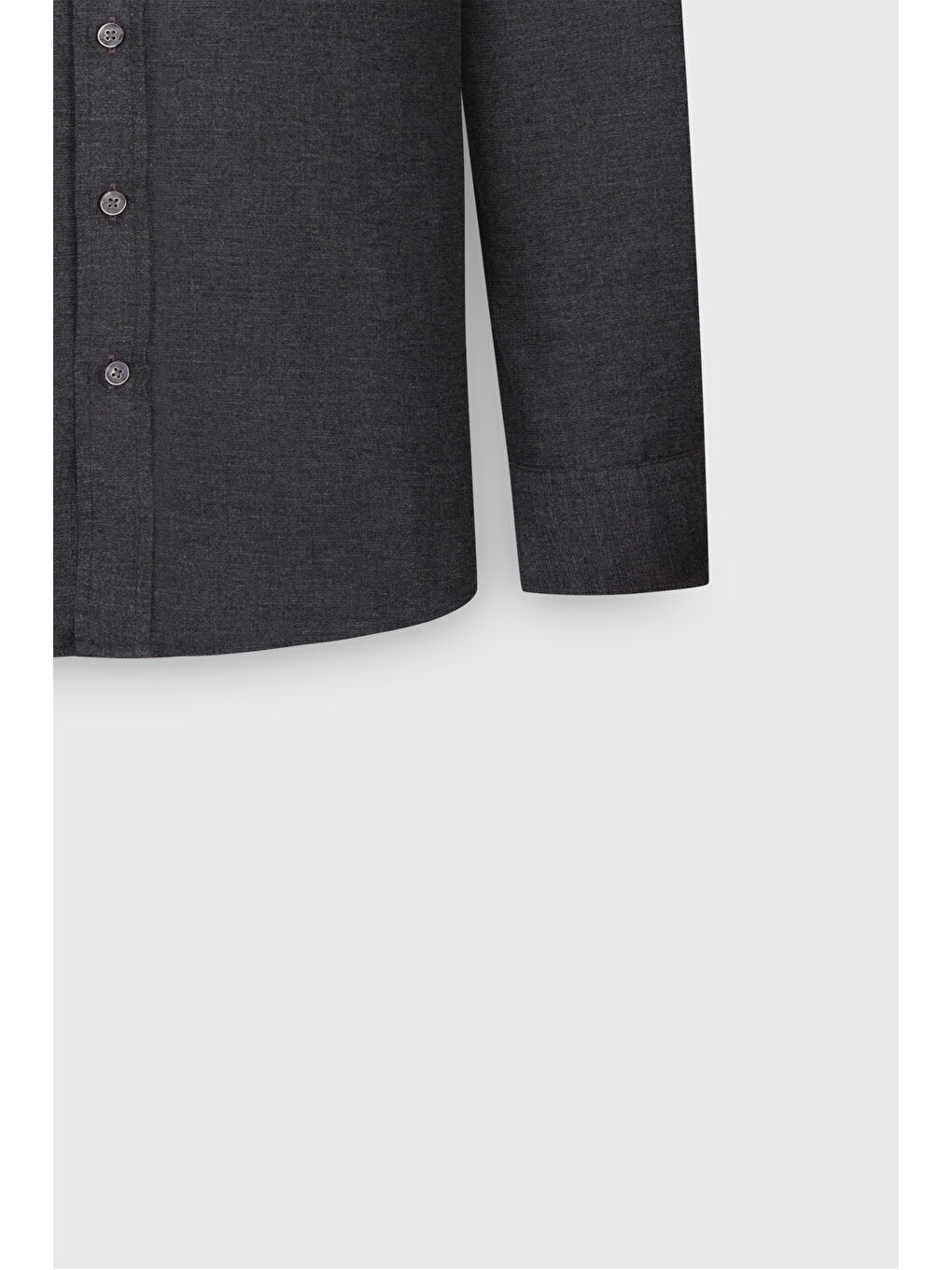 Erkek Antrasit Pamuklu Flanel Slim Fit Dar Kesim Düğmeli Yaka Armürlü Gömlek-8