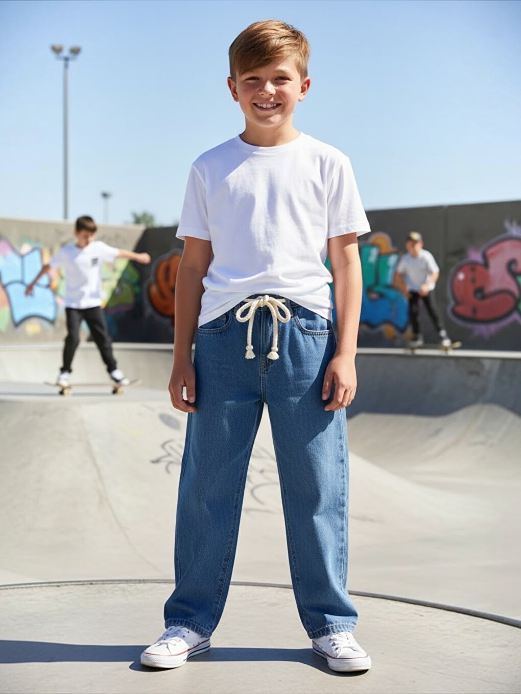 Mavi Erkek Çocuk Bol Kesim Baggyfit Jean Pantolon-1
