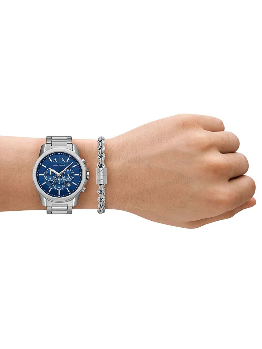 Gri AX7176SET Erkek Kol Saati ve Bileklik Seti-3