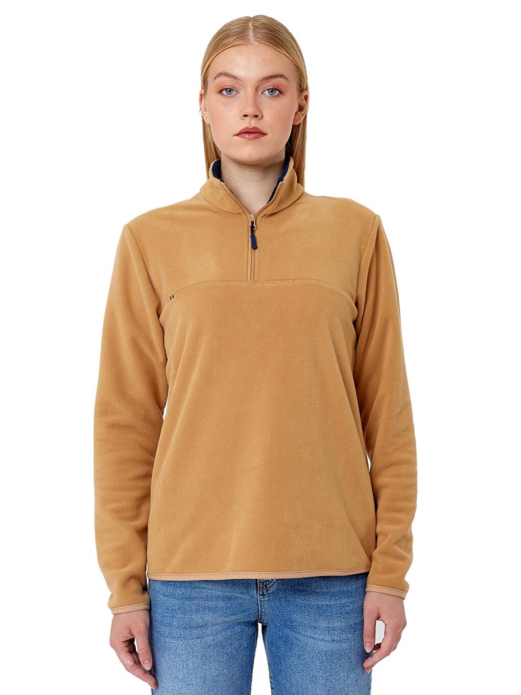 Rodi Bej Yarım Fermuarlı Dik Yaka Polar Erkek Sweatshirt