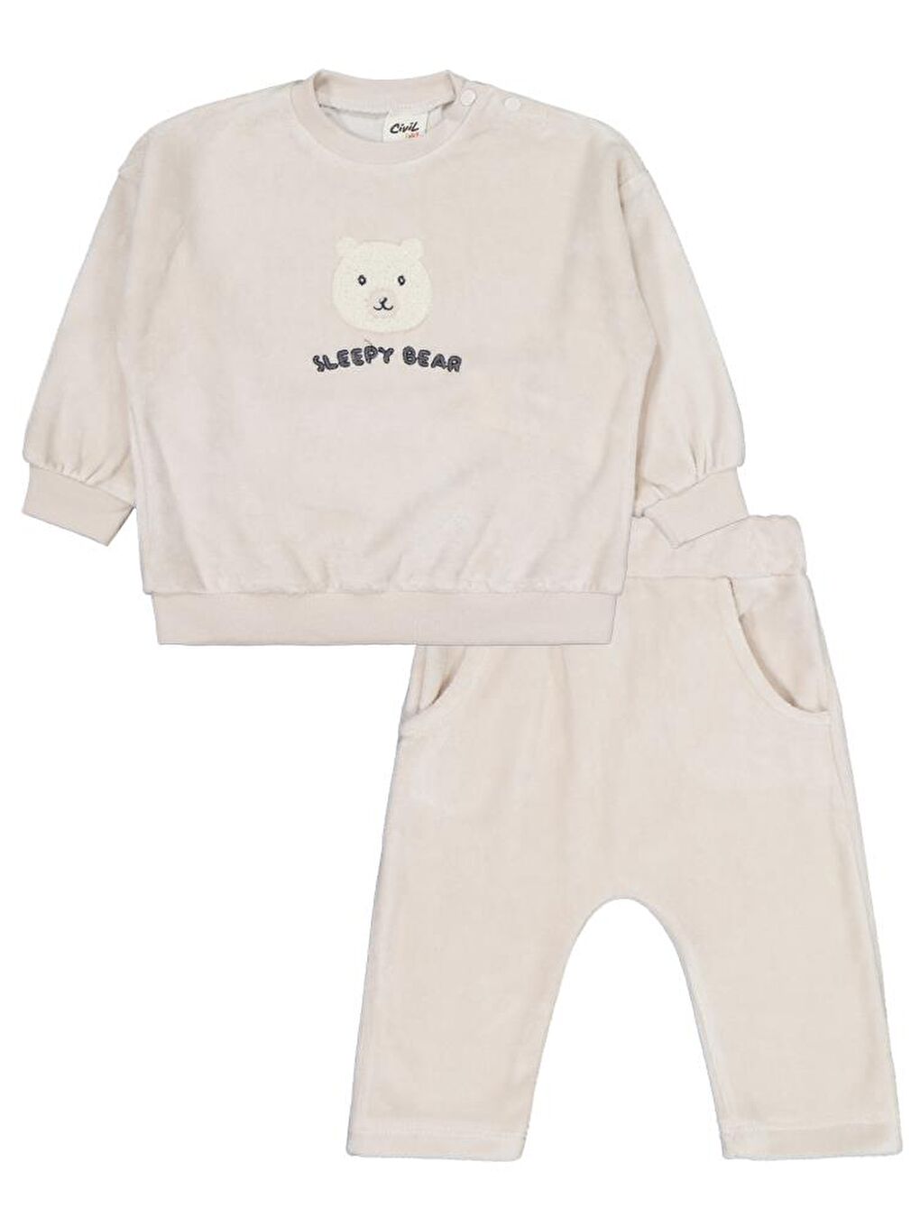 Bej Baby Sleepy Bear Ayıcık Nakışlı 6-18 Ay Takım