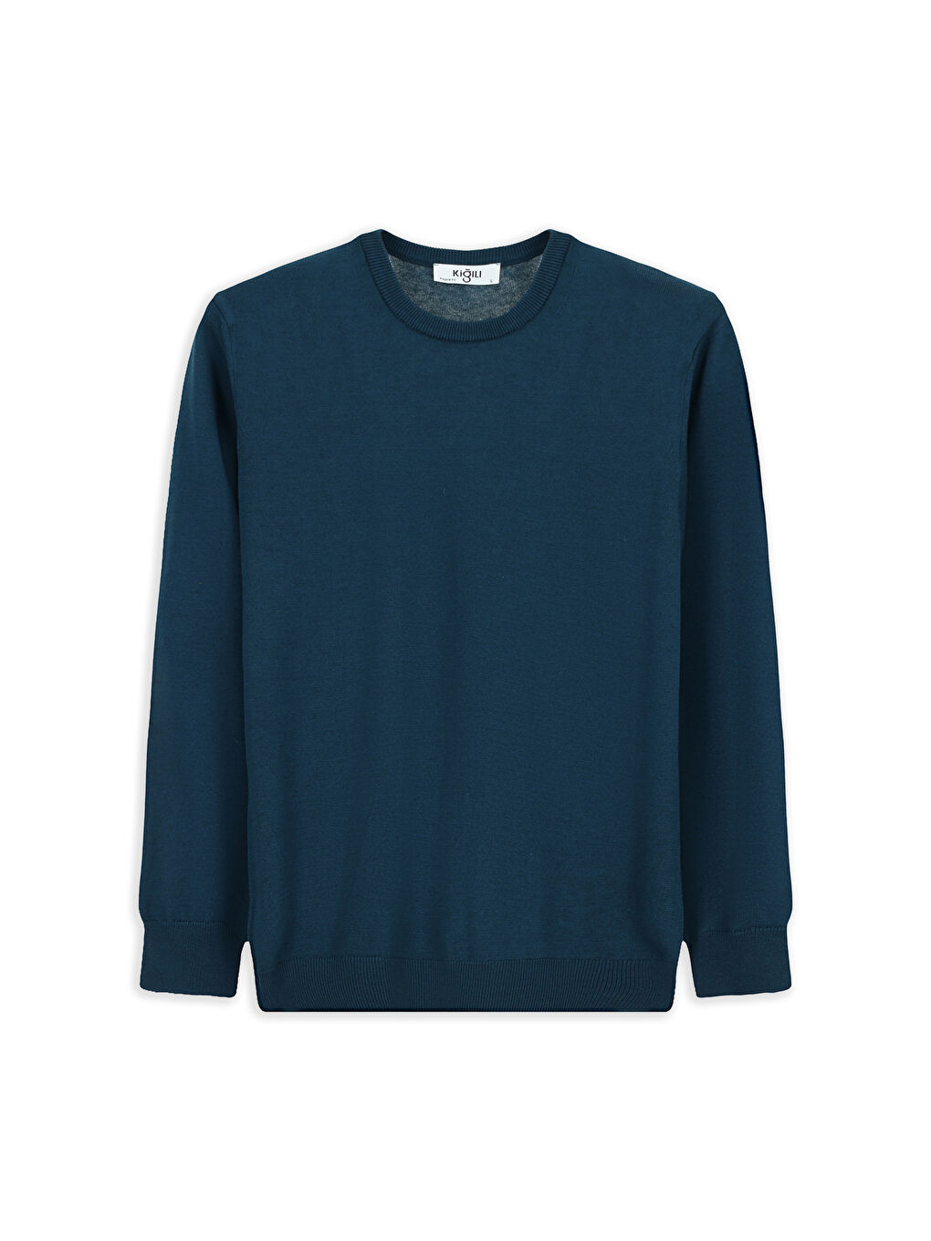 Petrol Bisiklet Yaka Regular Fit Pamuklu Triko Kazak