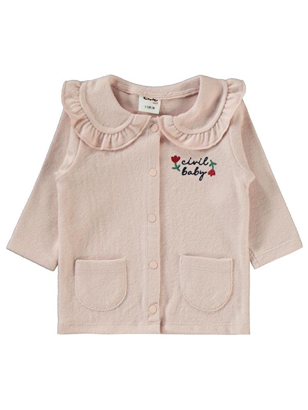 Pembe Baby Çiçek Nakışlı 1-6 Ay Pijama Takımı