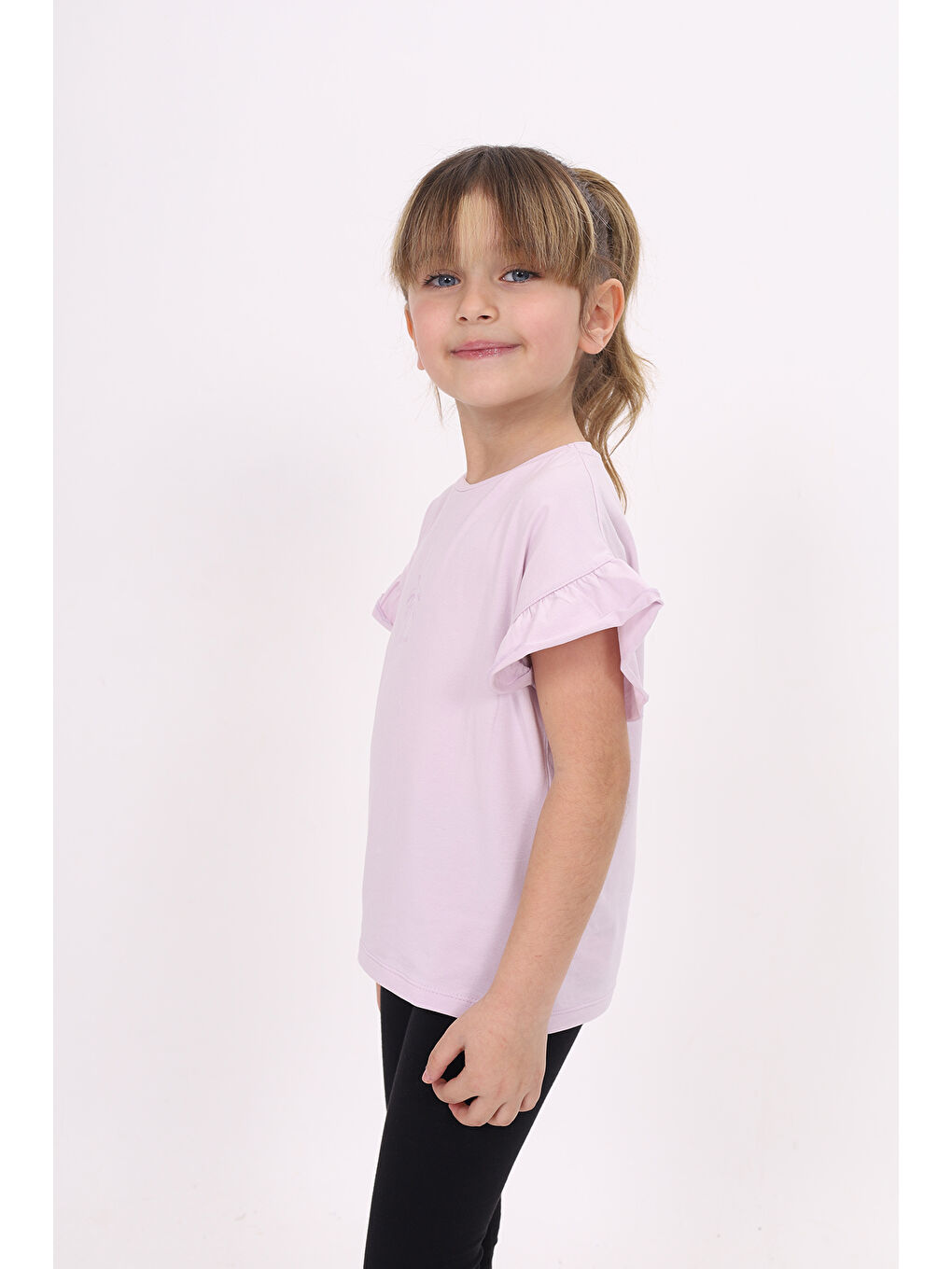 Lila Kız Çocuk Baskılı Tişört-1