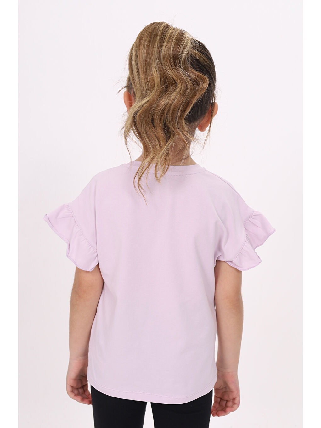 Lila Kız Çocuk Baskılı Tişört-2