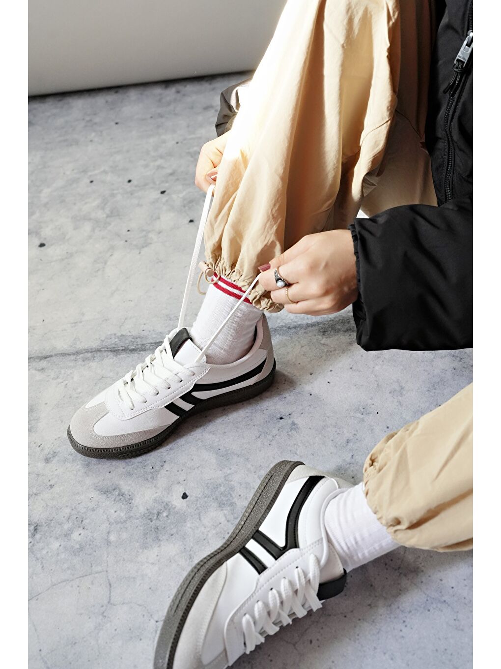 Beyaz GARCİA Unisex Ortopedik Günlük Bağcıklı Yürüyüş Koşu Sneaker Spor Ayakkabı-1