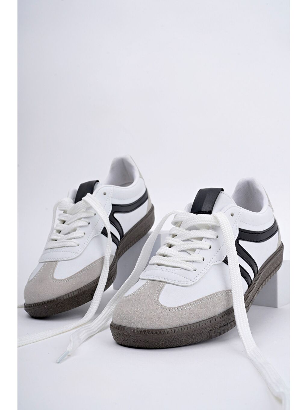 Beyaz GARCİA Unisex Ortopedik Günlük Bağcıklı Yürüyüş Koşu Sneaker Spor Ayakkabı-5