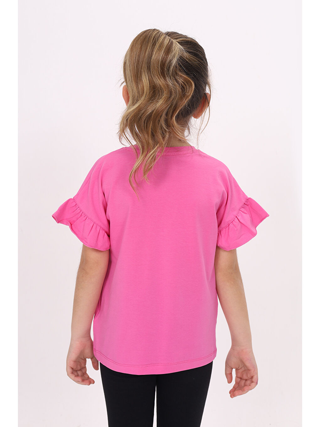 Fuşya Kız Çocuk Baskılı Tişört-1