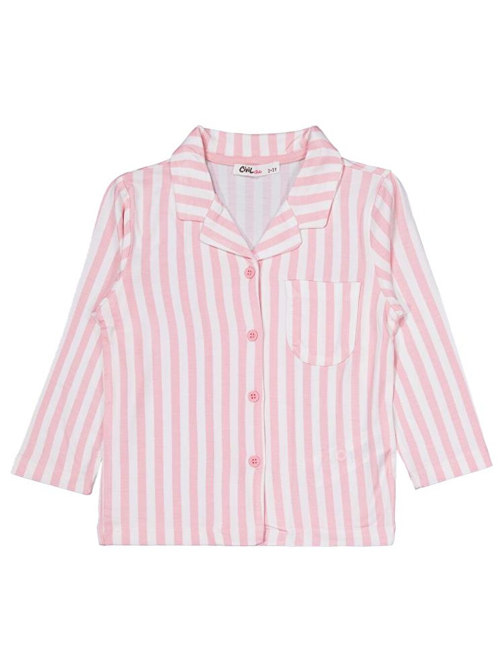 Pembe Girls Çizgili 2-5 Yaş Pijama Takımı-2