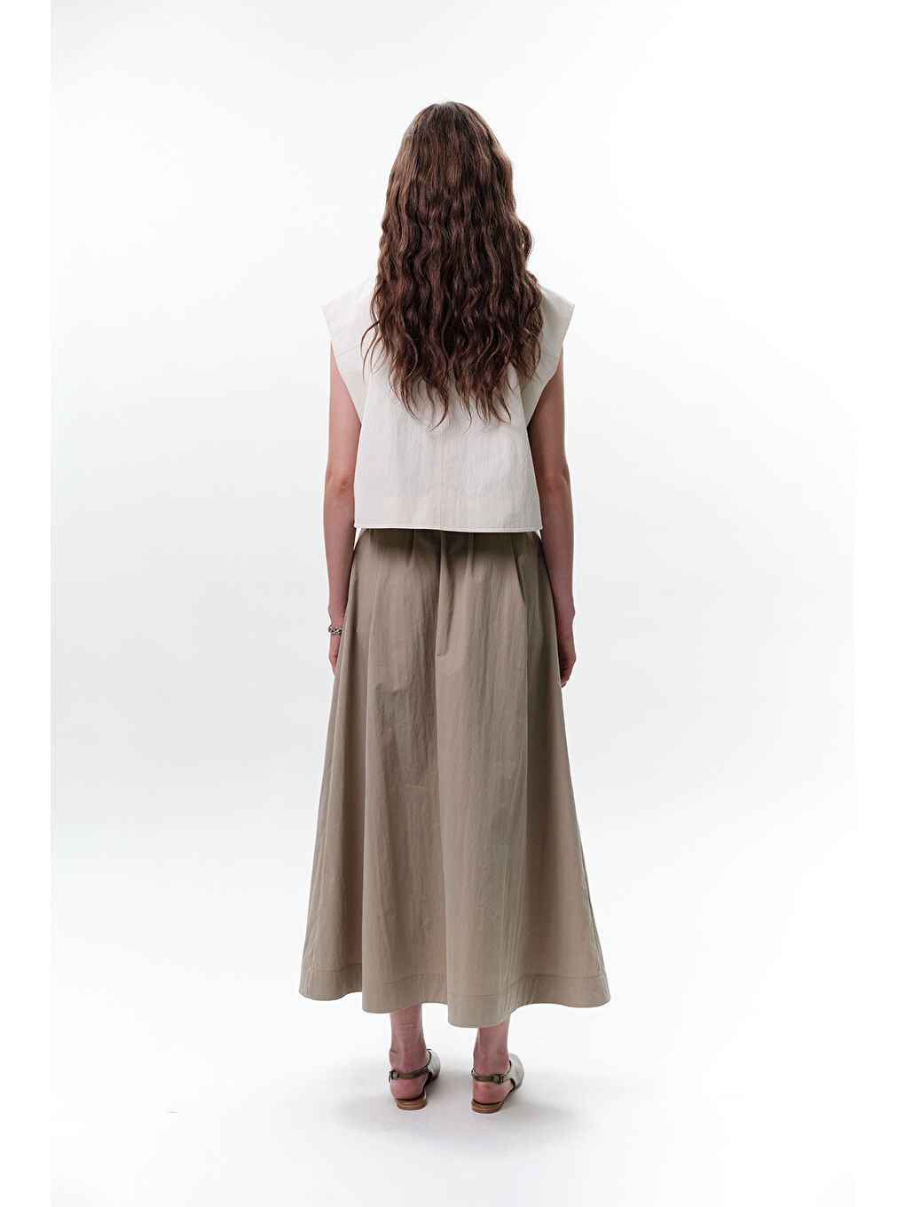 Bej Cep Detaylı Kısa Yelek Taş-7