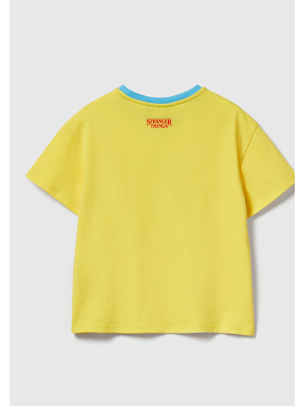 Kız Çocuk Sarı %100 Pamuk Stranger Things Ön Baskılı Kısa Kollu T-Shirt-1