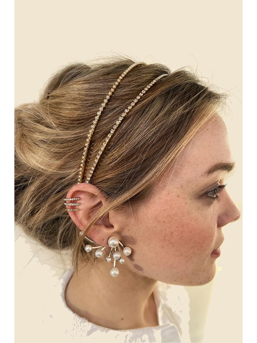 Sarı Simplicity Sırataşlı İnce Kadın taç-3