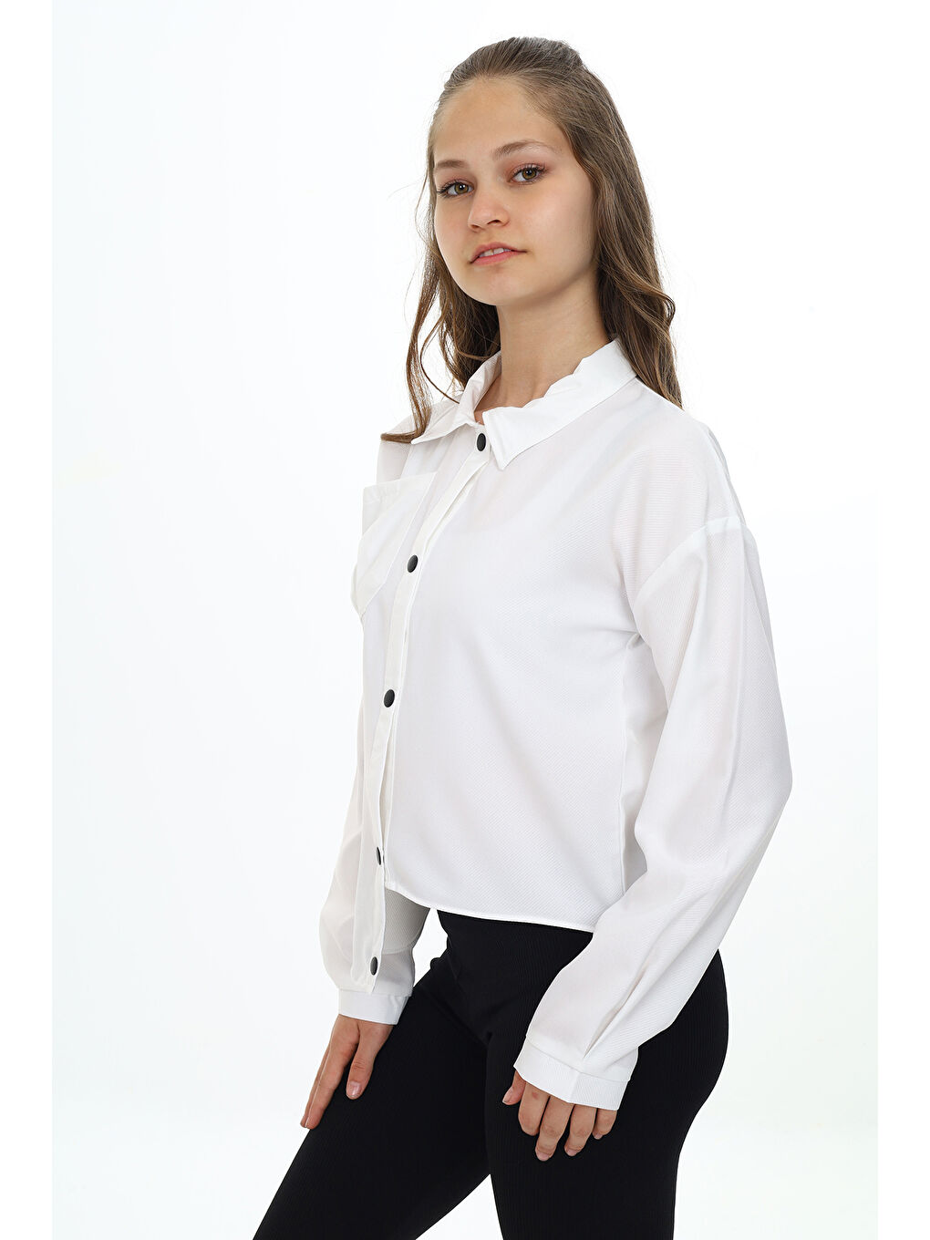 Beyaz Kız Çocuk Gömlek-1