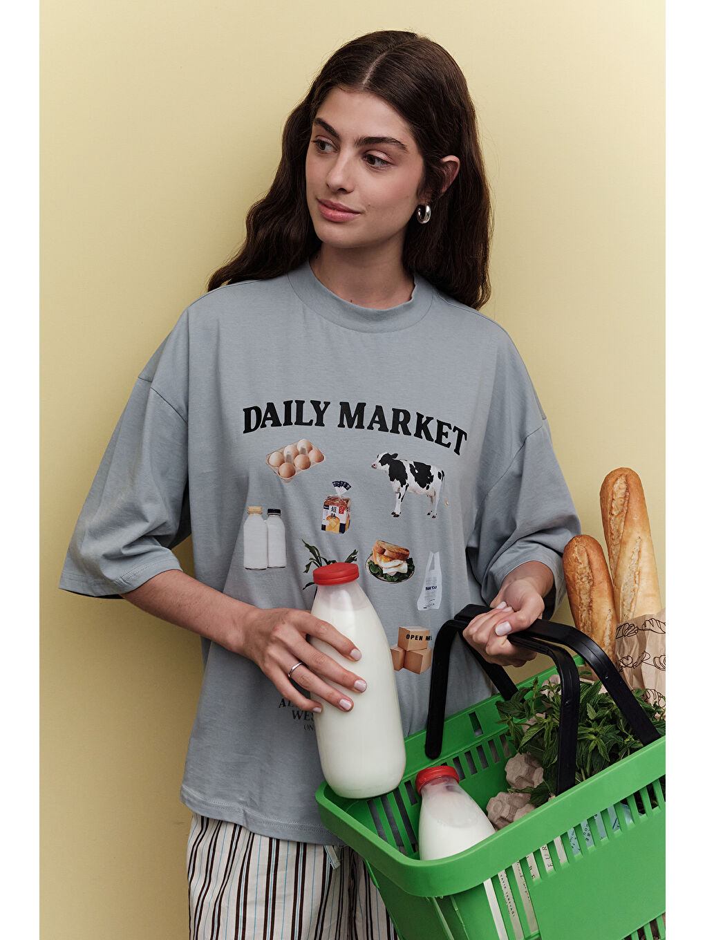 Mavi Baskılı Kısa Kol T-Shırt Market-3