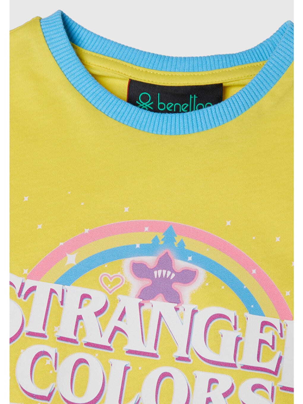 Kız Çocuk Sarı %100 Pamuk Stranger Things Ön Baskılı Kısa Kollu T-Shirt-2