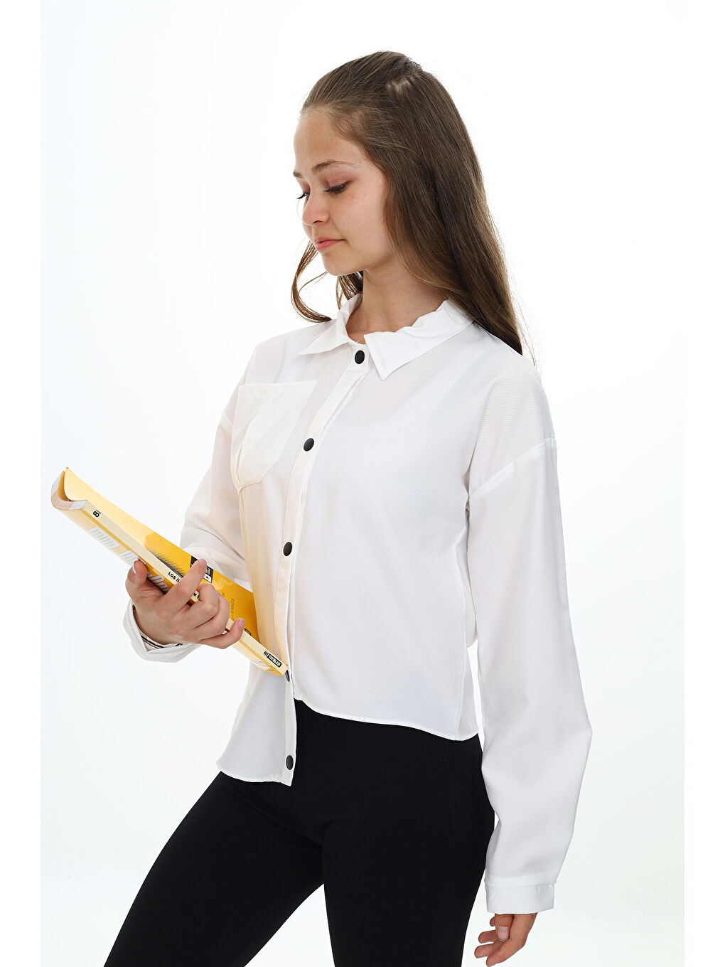 Beyaz Kız Çocuk Gömlek-5