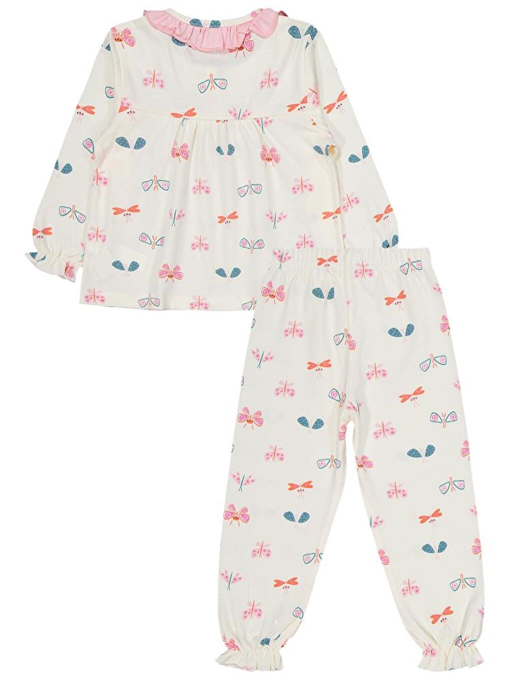 Ekru Girls Renkli Kelebek 2-5 Yaş Pijama Takımı-2