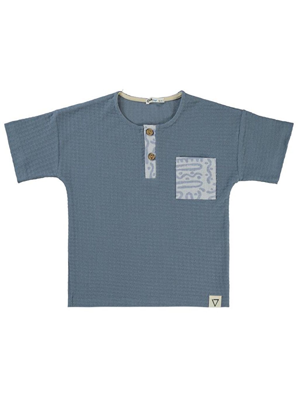 İndigo Boys Desenli Cepli Patlı 6-9 Yaş Tişört-2