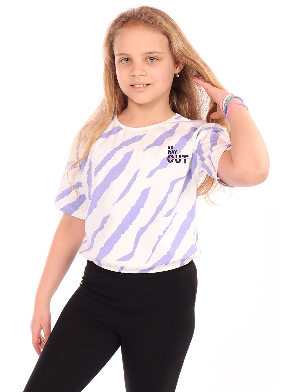 Ekru Kız Çocuk Komple Baskılı Tişört