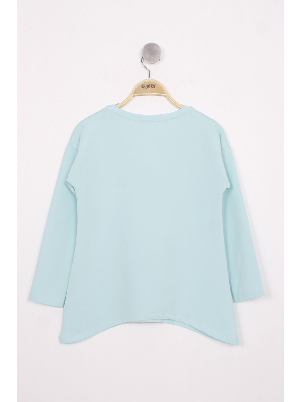 Yeşil Kız Çocuk Pullu Kalp Nakışlı Tişört-1