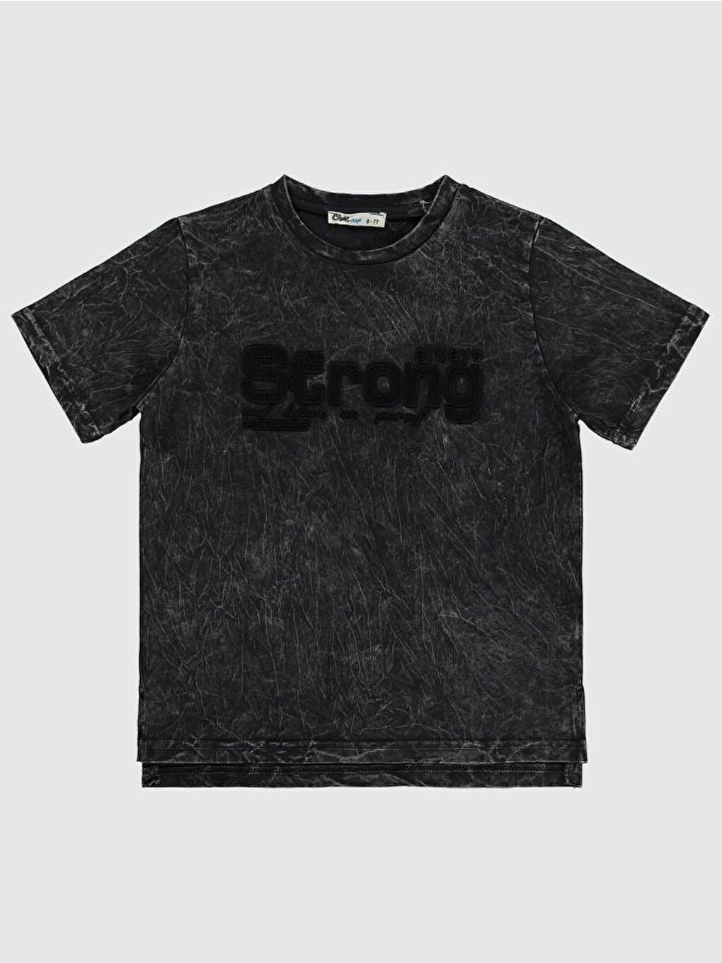 Siyah Boys Strong Baskılı 10-13 Yaş Tişört-2