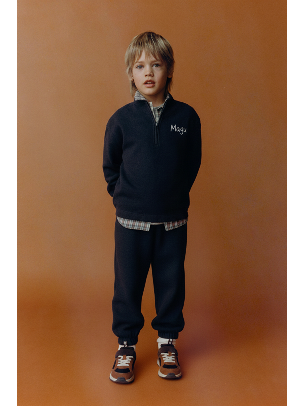 Erkek Çocuk Pamuklu Siyah Fermuarlı Sweatshirt & Jogger Eşofman Takım