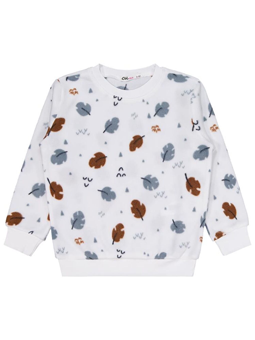 Ekru Girls Yaprak Desen 2-5 Yaş Pijama Takımı-2