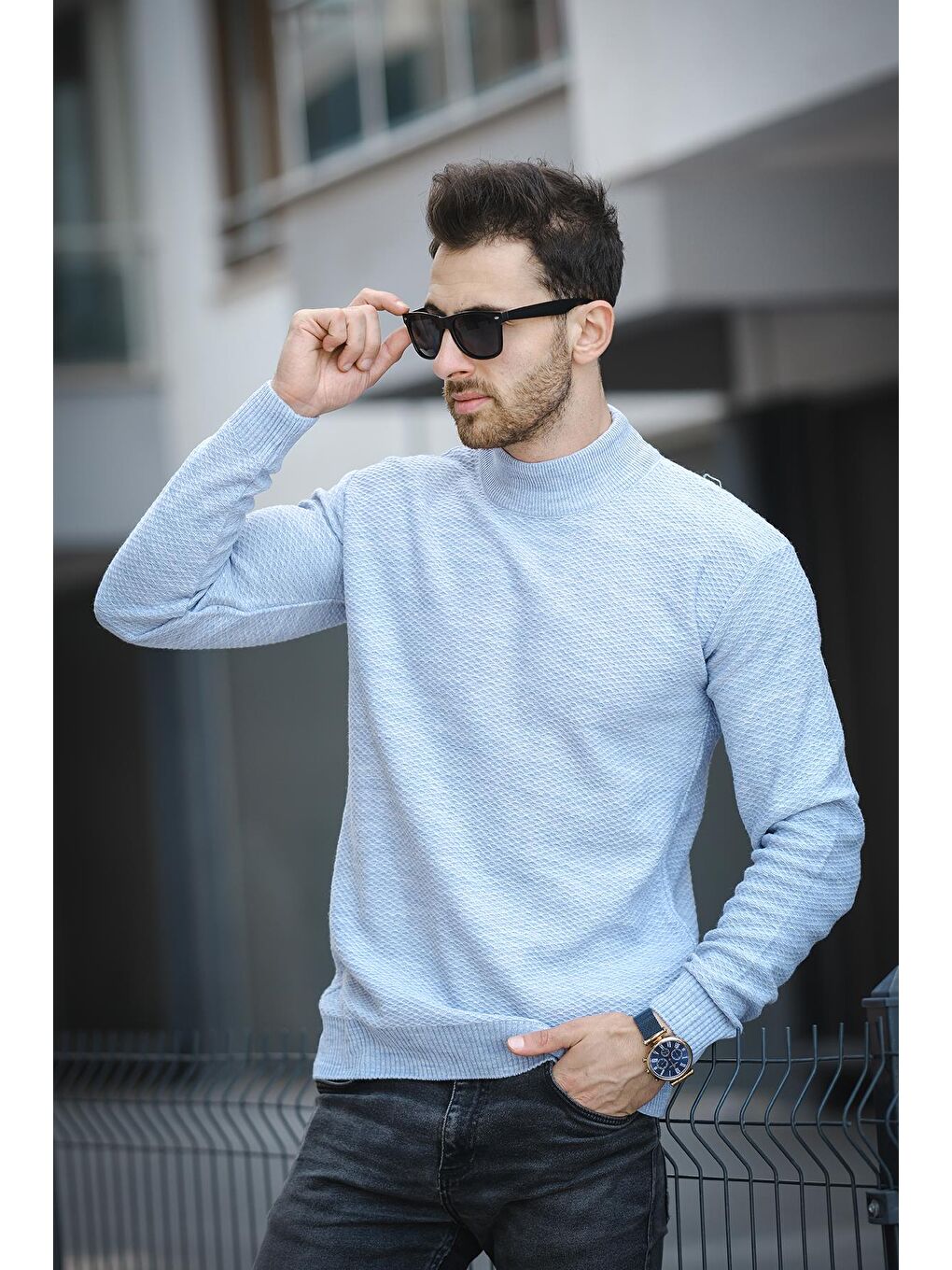 Mavi Seka 509 Slim Fit Petek Örgü Erkek Yarım Balıkçı Kazak