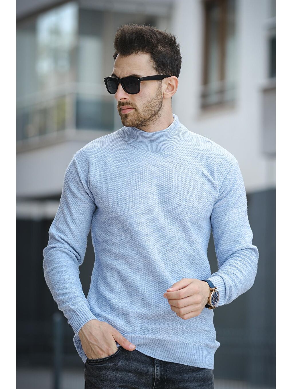 Mavi Seka 509 Slim Fit Petek Örgü Erkek Yarım Balıkçı Kazak-1