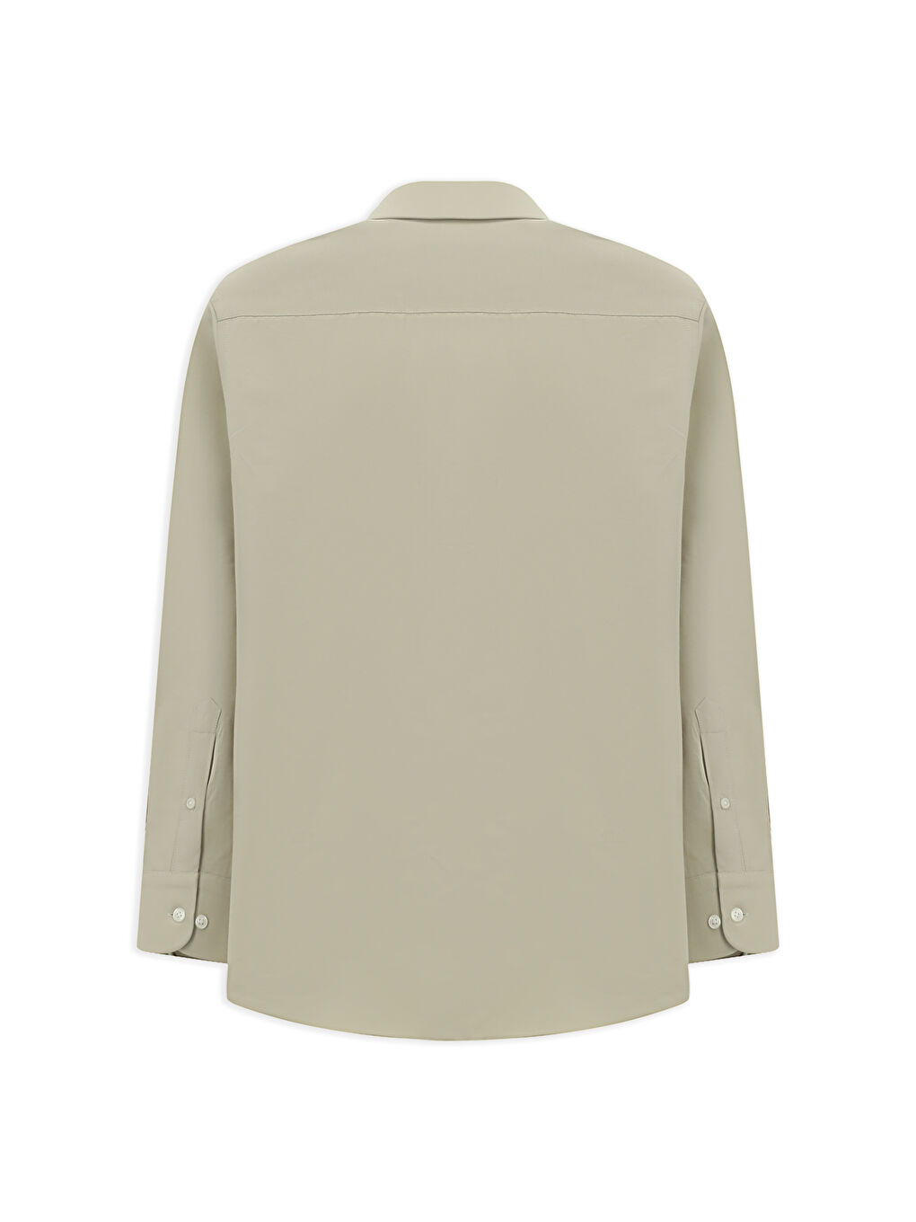 Bej Uzun Kol Regular Fit Klasik Yaka Cepli Pamuklu Kolay Ütülenebilir Gömlek-1