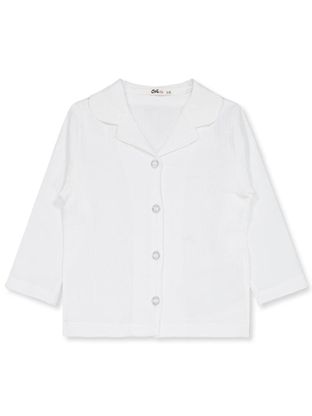 Ekru Girls Düz 2-5 Yaş Pijama Takımı-1