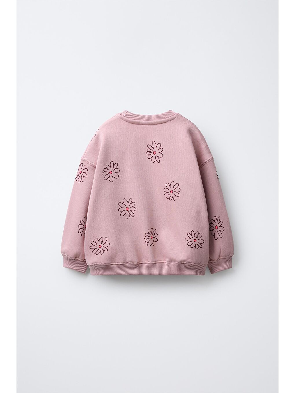 Kız Çocuk Pamuklu Pembe Çiçek Baskılı Sweatshirt Tayt Takım-7