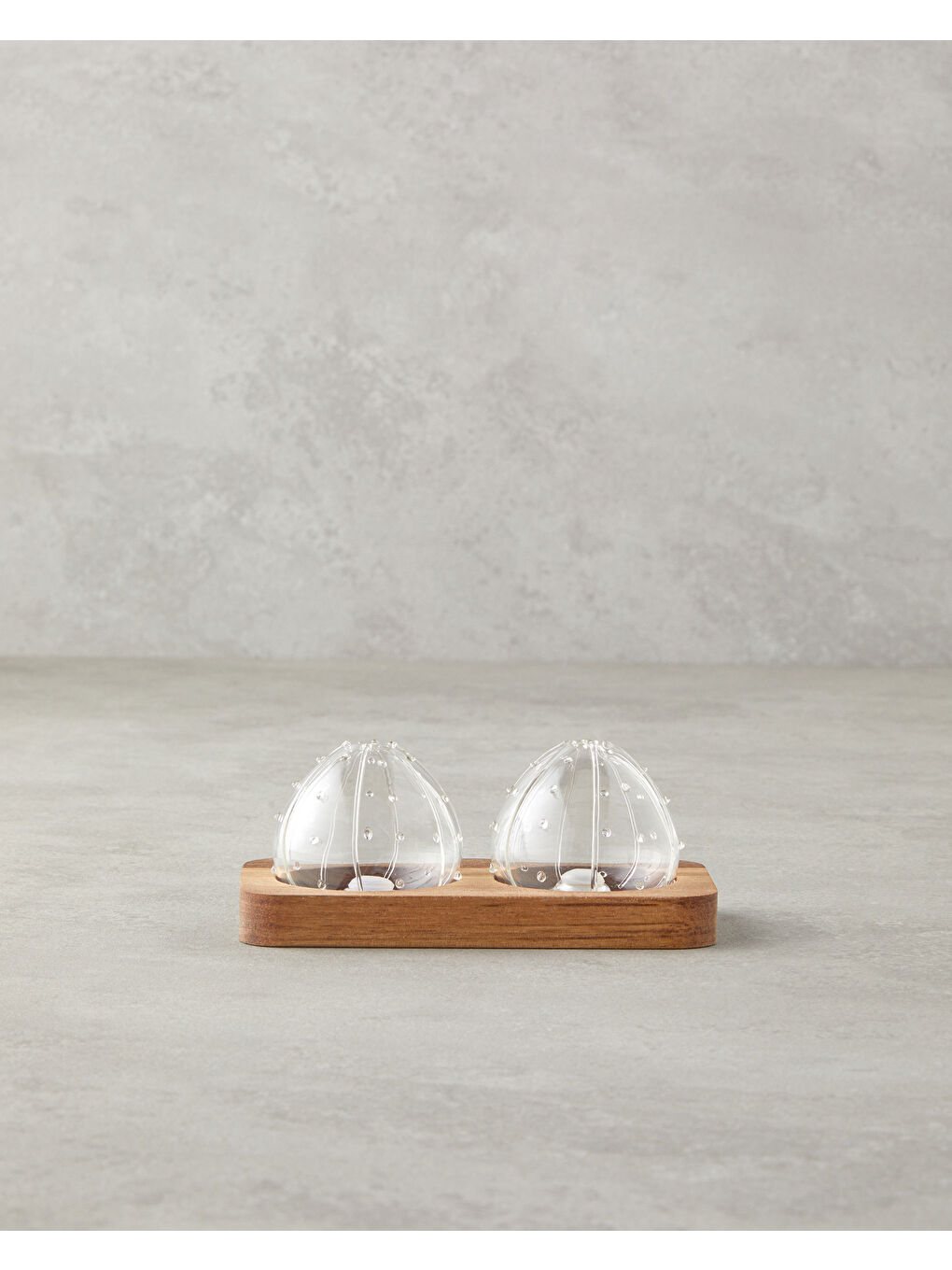 Renksiz Clementine Borosilikat-Akasya 2'li Tuzluk - Biberlik 5,5x5 cm Şeffaf