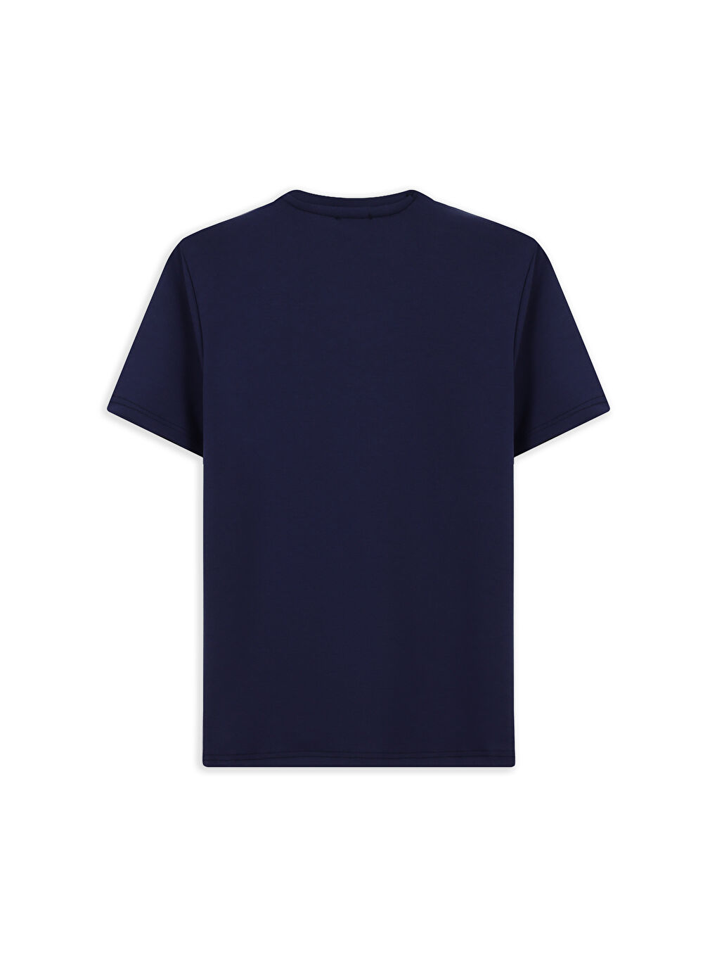Lacivert Bisiklet Yaka Regular Fit Nakışlı Elastanlı Esnek Tişört-1