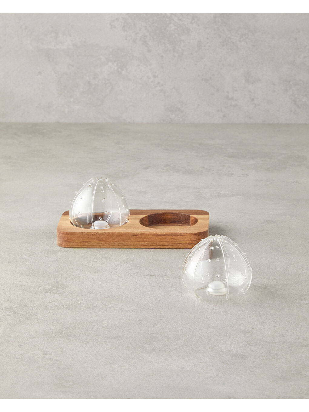 Renksiz Clementine Borosilikat-Akasya 2'li Tuzluk - Biberlik 5,5x5 cm Şeffaf-1