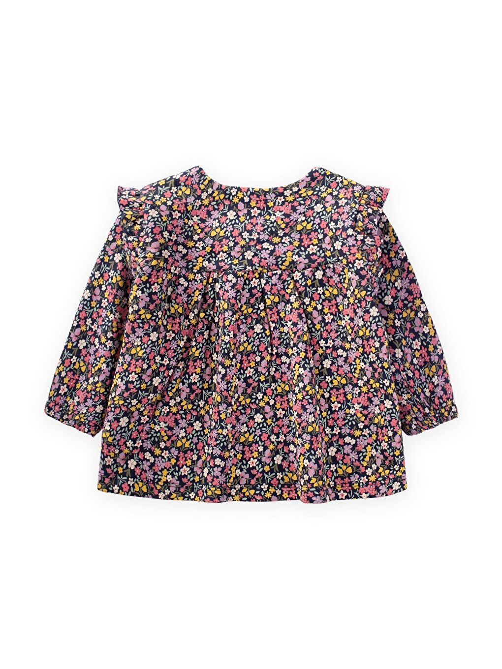 Büzgülü Fırfırlı Kız Hırka 1-5 Yaş Lacivert-1