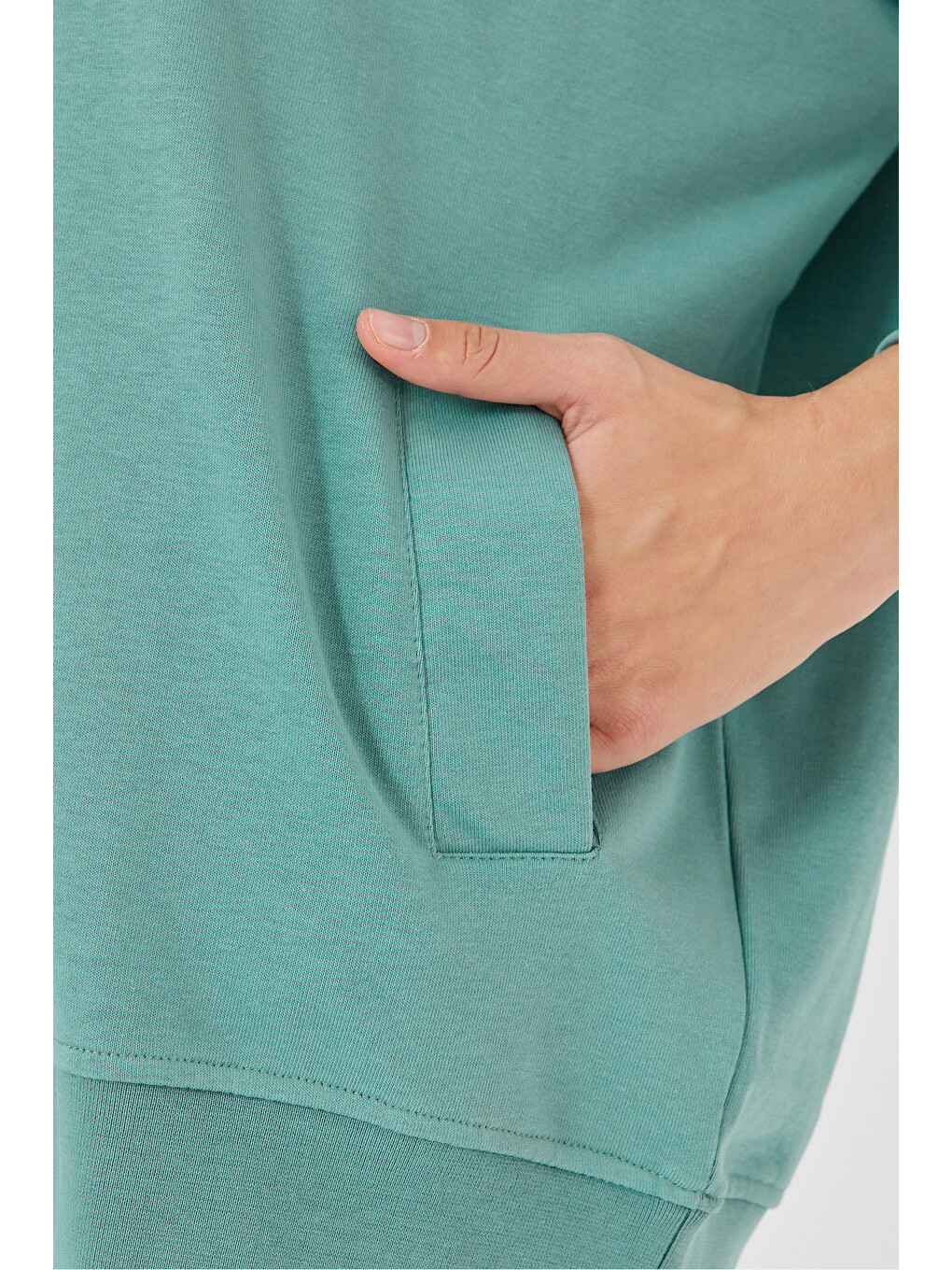 Karışık Vıkentı Sw 2 Li Set Kadın Cepli Oversıze Yeşil - Gül Sweatshırt-5