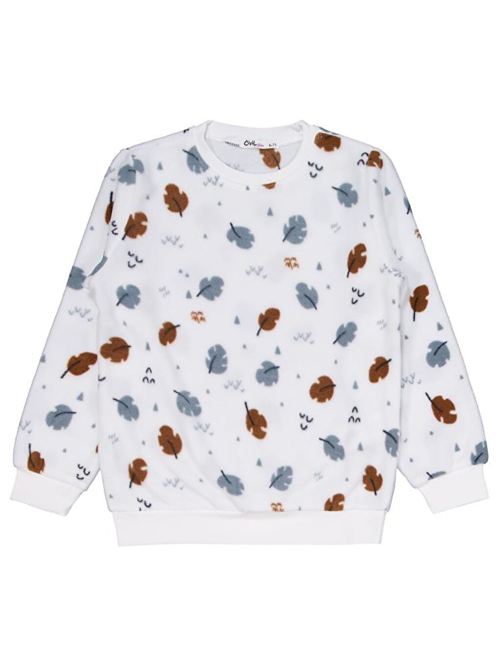 Ekru Girls Yaprak Desen 6-9 Yaş Pijama Takımı-1