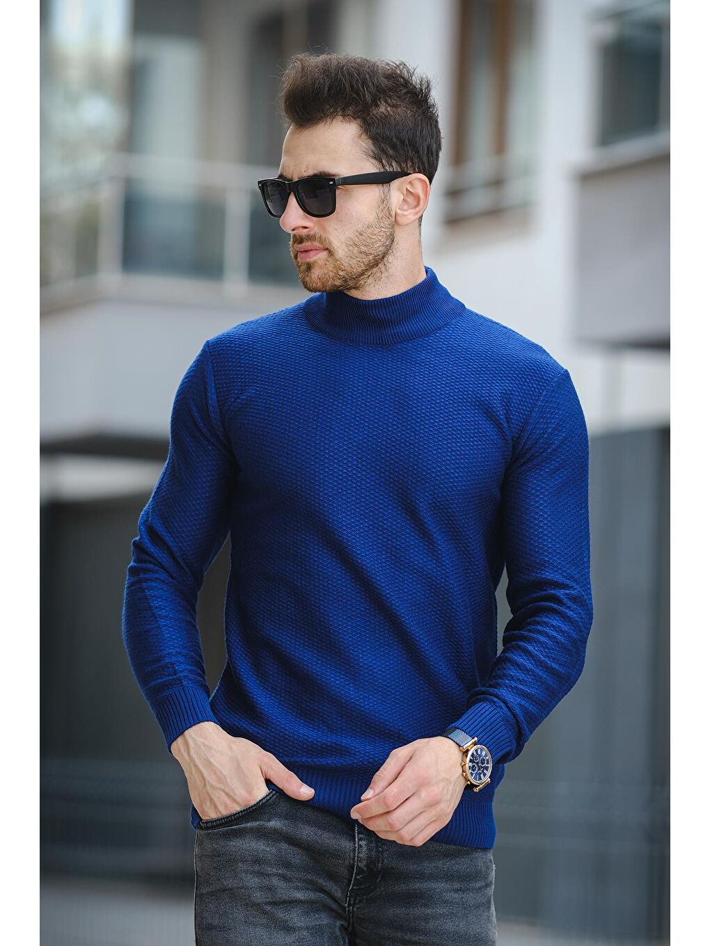 Mavi Seka 509 Slim Fit Petek Örgü Erkek Yarım Balıkçı Kazak-1