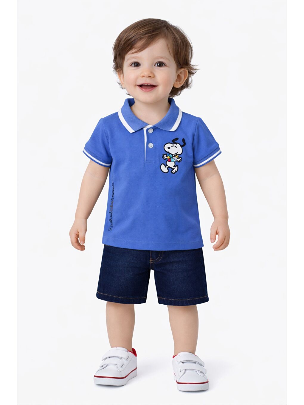 Mavi Erkek bebek pamuklu polo takım pantolon üst ikili takım