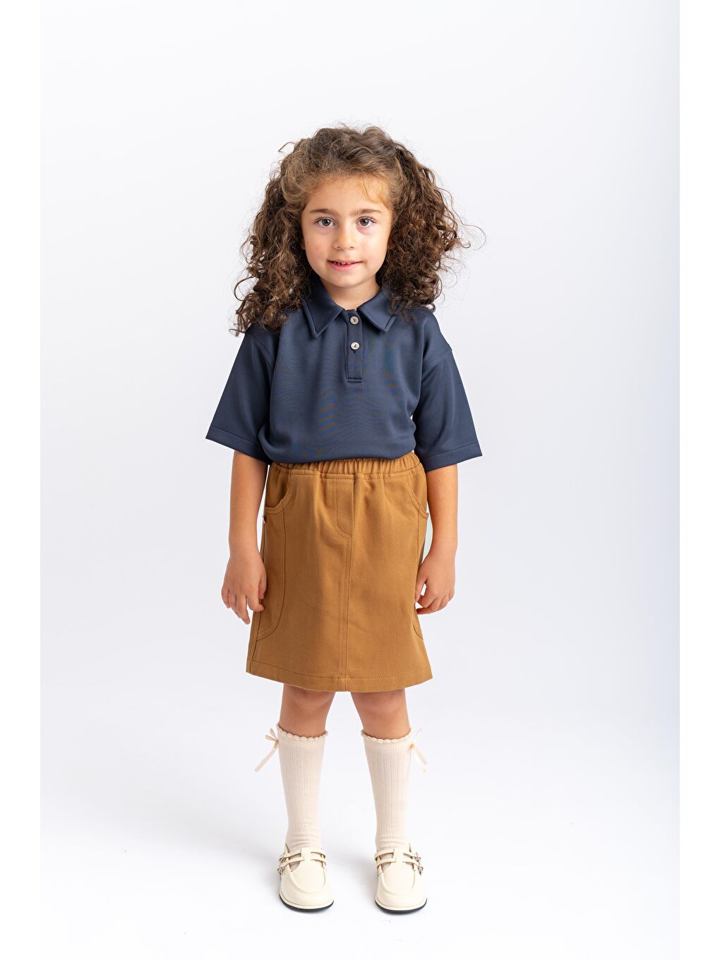 Kahverengi Gabardin Etek 2-7 Yaş Taba