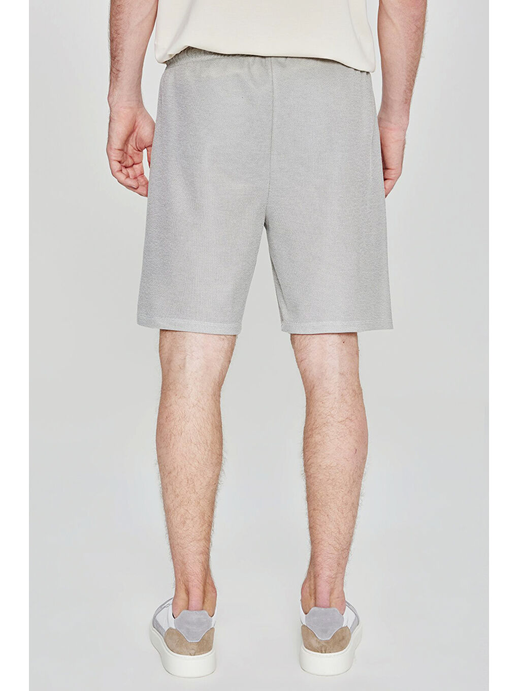 Erkek Haki Pamuklu Standart Fit Normal Kesim Beli Bağlamalı Yan Cepli Örme Şort-4