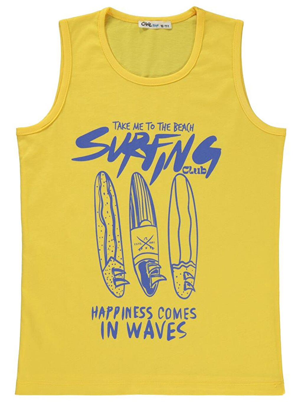 Sarı Boys Surfıng Baskılı 10-13 Yaş Tişört
