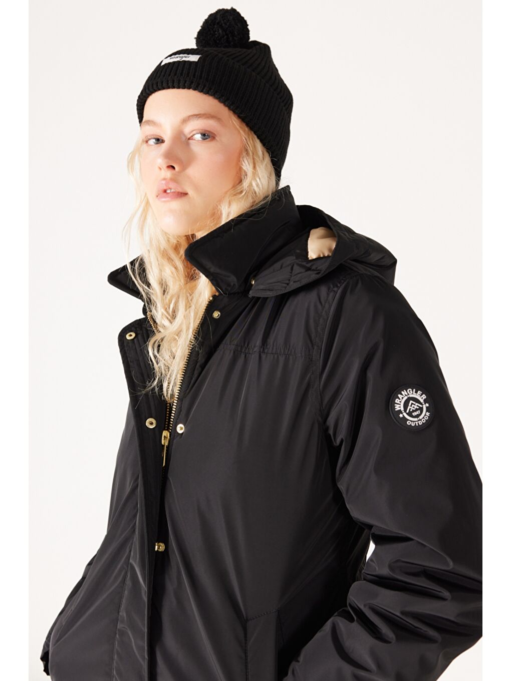 Loose Fit Rahat Kesim Kapüşonlu Siyah Parka Ceket-3