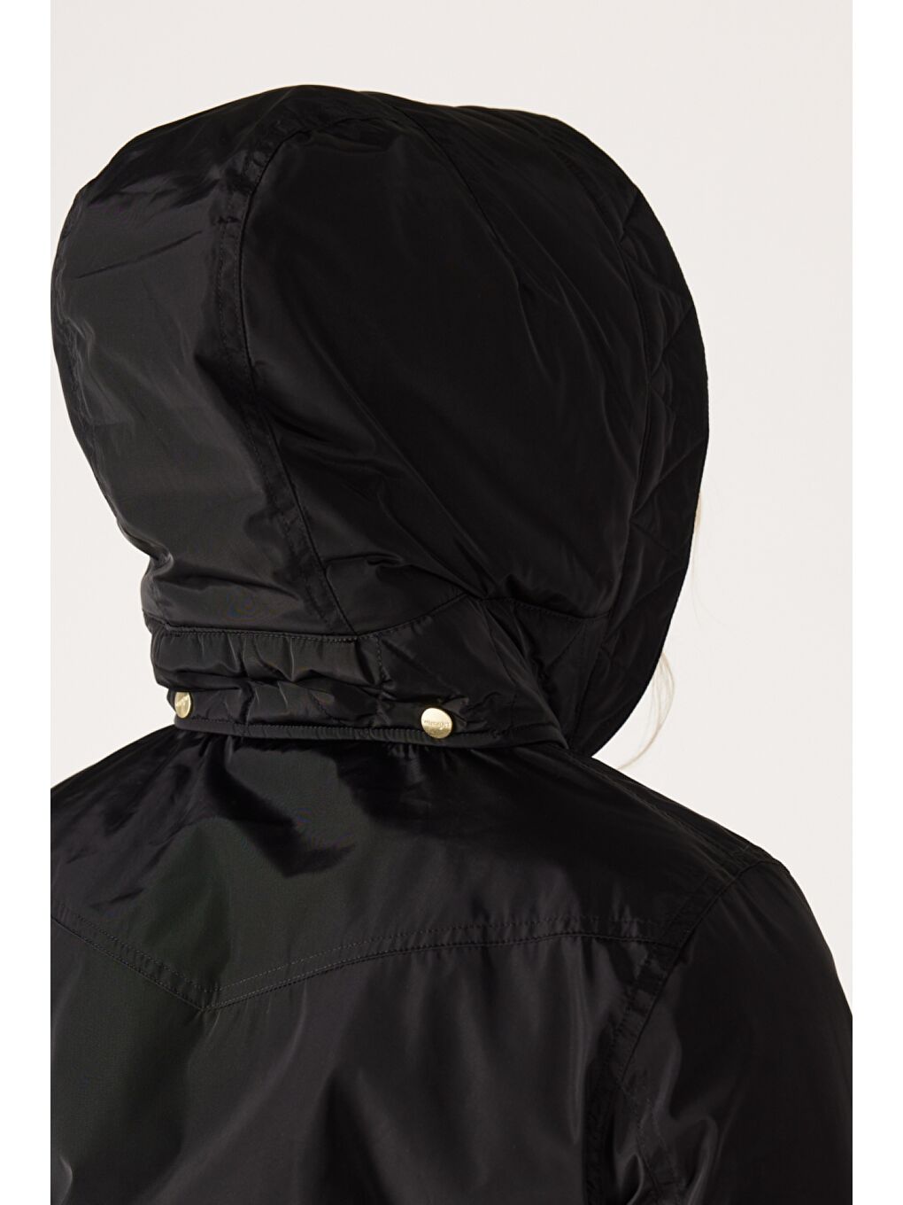 Loose Fit Rahat Kesim Kapüşonlu Siyah Parka Ceket-6