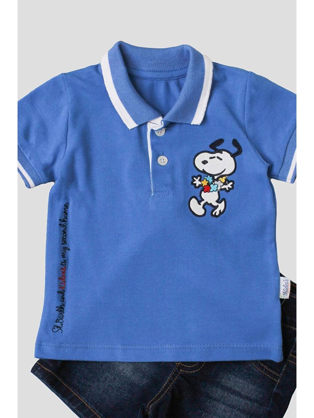 Mavi Erkek bebek pamuklu polo takım pantolon üst ikili takım-2