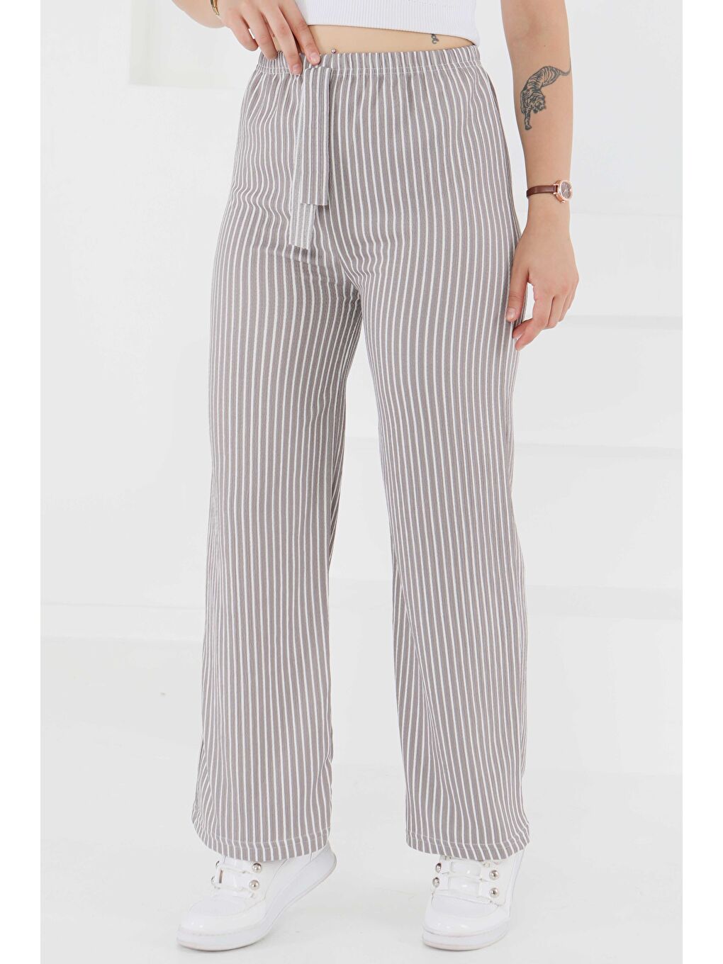 Çizgili Pantolon Gri - 27449