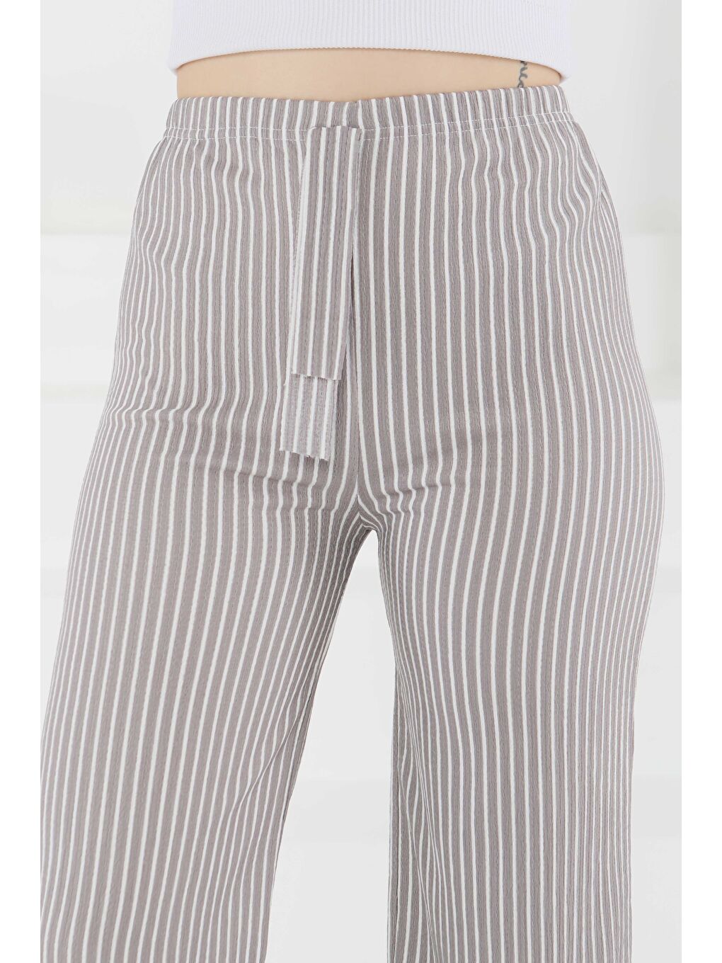Çizgili Pantolon Gri - 27449-1