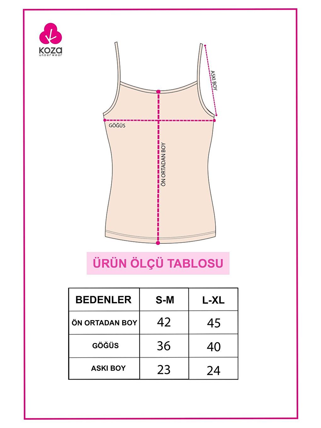 Koza İç Giyim Pembe Kadın Pamuklu Elastanlı Basic Atlet - 2