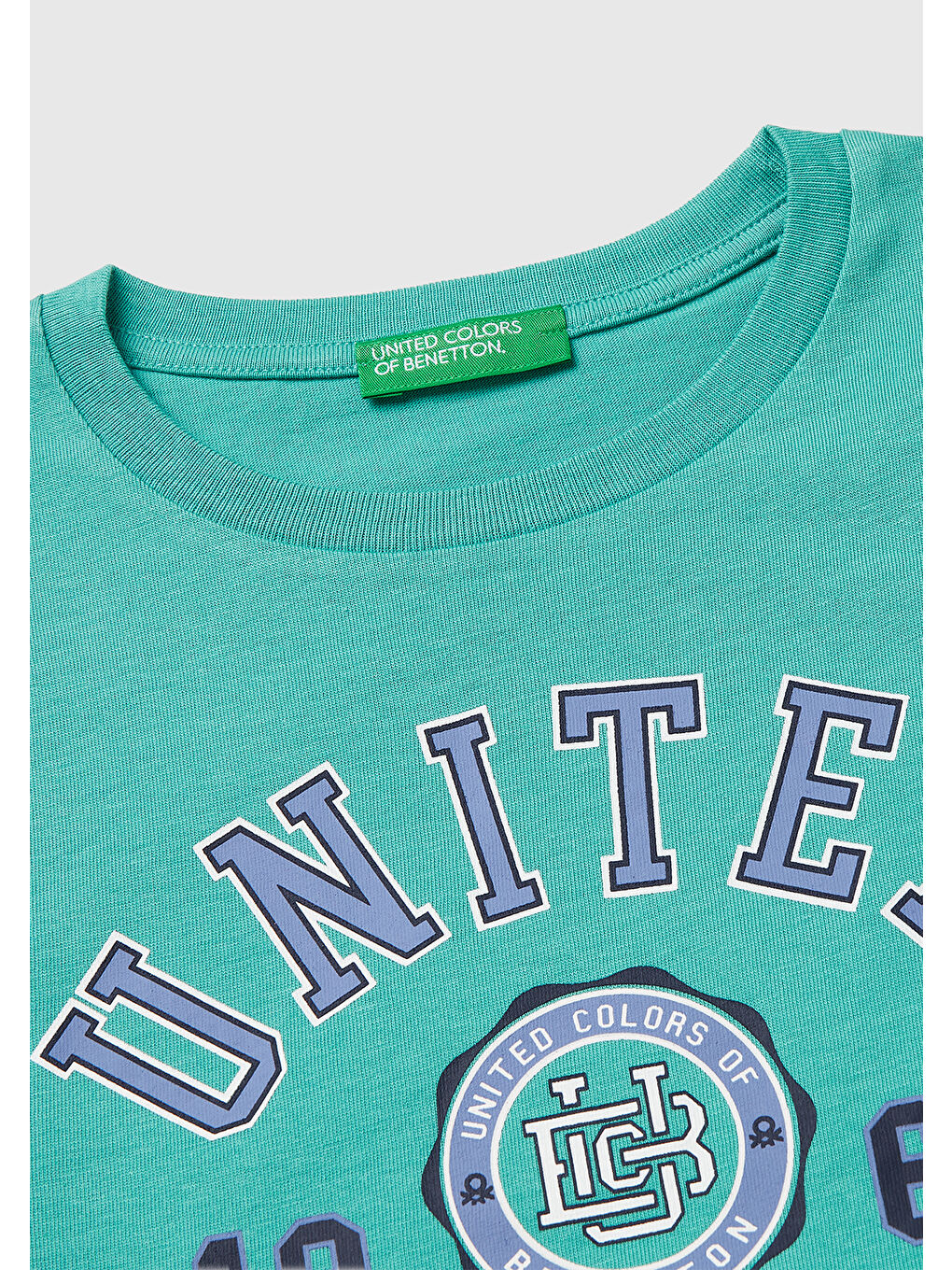 Erkek Çocuk Mavi-yeşil Önü Logo Baskılı Yuvarlak Yaka T-Shirt-2